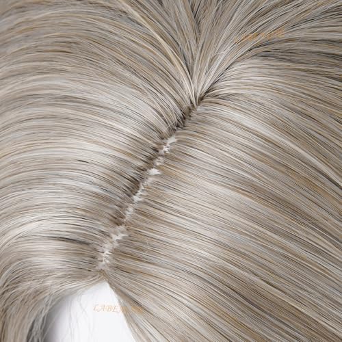 Image of LABEAUTE Short Wavy Bob Wig for Women 13 Inch Gray Blond Layered Cosplay Wig with Bangs Heat Resistant Synthetic Hair for Daily Wear Halloween & Party