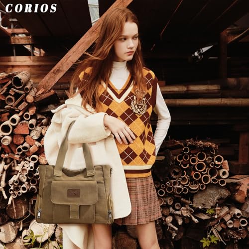 Women Canvas Crossbody Bag Large Capacity Shoulder Bag Handbag with Multiple Pockets Casual Top Handle Bag Tote Bag2