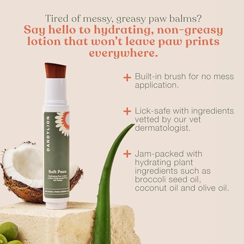 Dandylion Soft Paws | Hydrating Dog Paw Lotion with Built in Brush | Vet-Approved, Lick-Safe, Fragrance-Free, and pH Balanced to Hydrate Dry, Cracked, Itchy Dog Paws | 0.6 fl oz. Brush Dispenser - Image 3