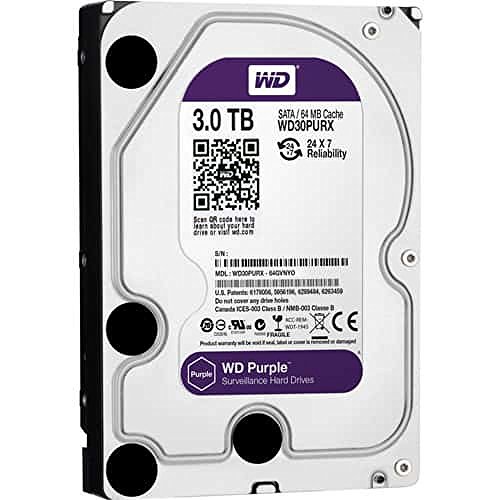 【整備済み品】WD WD30PURX 3TB パープル 監視 OEM 内蔵ハードドライブ