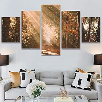 SIGNWIN 5 Panel Canvas Wall Art Autumn for...