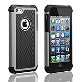 AUMIAU iPhone 5C Case, Hybrid Dual Layer Shock Absorbin Armor Defender Protective Case Cover (Hard Plastic with Soft Silicon) for Apple iPhone 5C-Grey