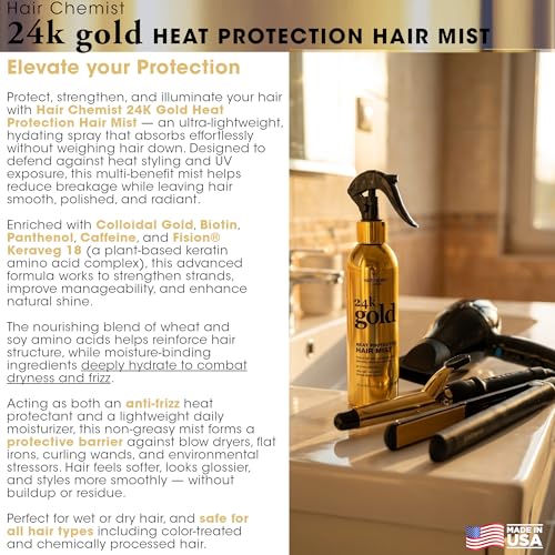 Hair Chemist 24k Gold Heat Protection Hair Mist 8 Ounce miniatura 4