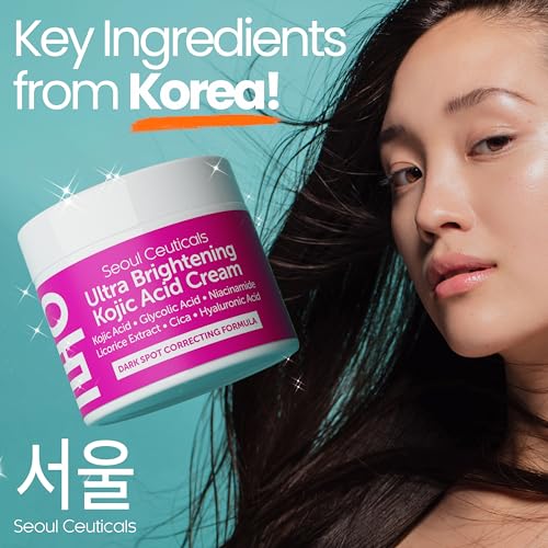 Seoulceuticals SC-KAC Korean Kojic Acid Cream Dark Spot Remover + Glycolic Acid + Niacinamide + Cica + Ha Moisturizer - Cruelty Free K Beauty Skincare 2Oz thumb #3