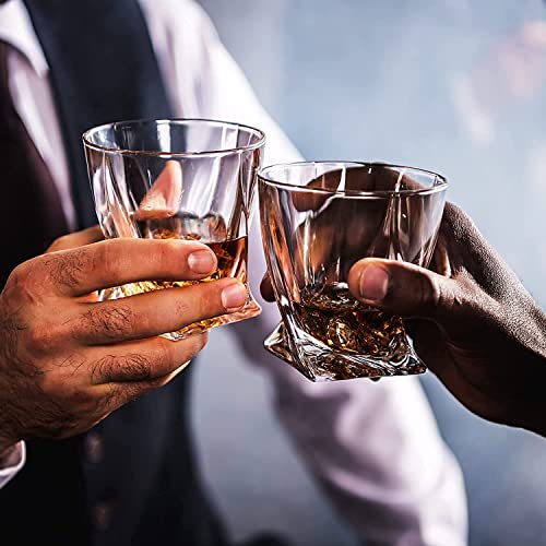 Image of Whiskey Glass Transparent, 310 ML, Whisky Glass, Diamond Design Bar Glass for Drinking Bourbon, Whisky, Scotch, Cocktails, Cognac - Old Fashioned Cocktail Tumblers Set of 6 (time .$., 6)
