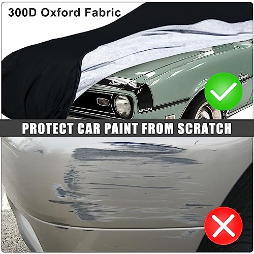 Image of Waterproof Car Cover Compatible with Chevrolet Camaro 1967-1973, Oxford Black All Weather Classic Car Covers with Inner Cotton for Snow Rain Paint Protection(RS /SS /Z28)