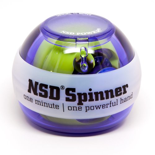 NSD Power Lit Spinner Gyroscopic Hand, Wrist & Forearm Exerciser, Small & Compact, Easy to Use, Variable Led Light Colors, Purple, 5 x 3 x 4.5"