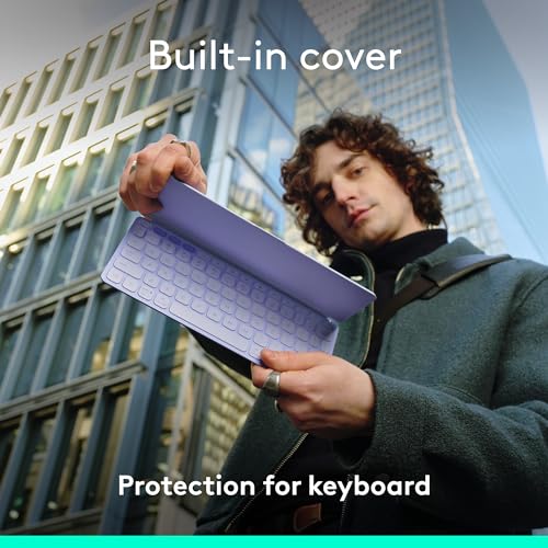 Image of Logitech Keys-to-GO 2 Portable Bluetooth Tablet Keyboard with Built-in Cover, Slim & Compact Wireless Keyboard for Windows, Android, Linux, iPad, iPhone, Mac, Apple TV - Lilac