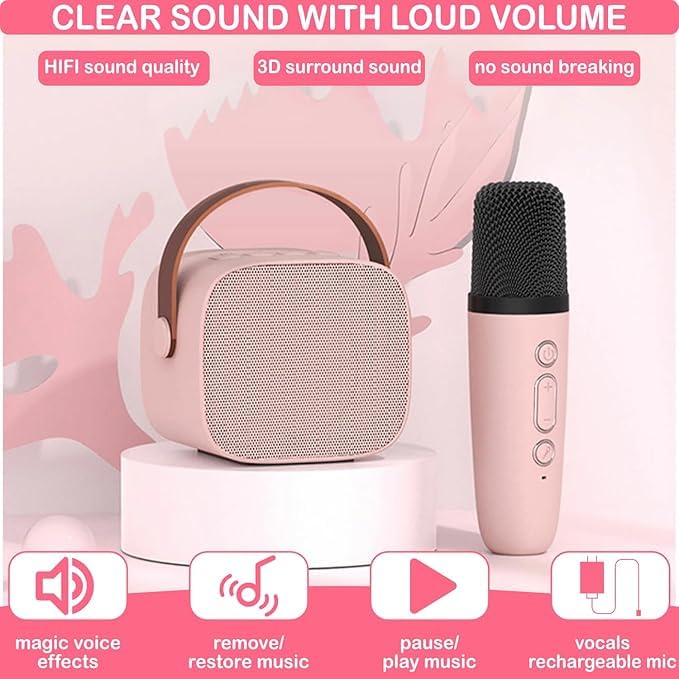 Image of SingStar Karaoke Speaker and Wireless Mic for Kids Toddlers Bluetooth Portable for Girls Boys Ages 4, 5, 6, 7, 8, 9, 10+ Years (Pink)