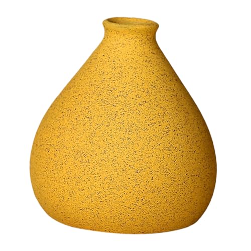 DOITOOL Florero de Cerámica Decorativo Amarillo para Flores Secas Jarrón Artístico Estilo Nórdico Maceta Hogar y Oficina Adecuado para Decoración de Interiores