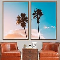 2 Piece Framed Canvas Wall Art Palm Tree Canvas Prints Home Artwork Decoration for Living Room,Bedroom - 16