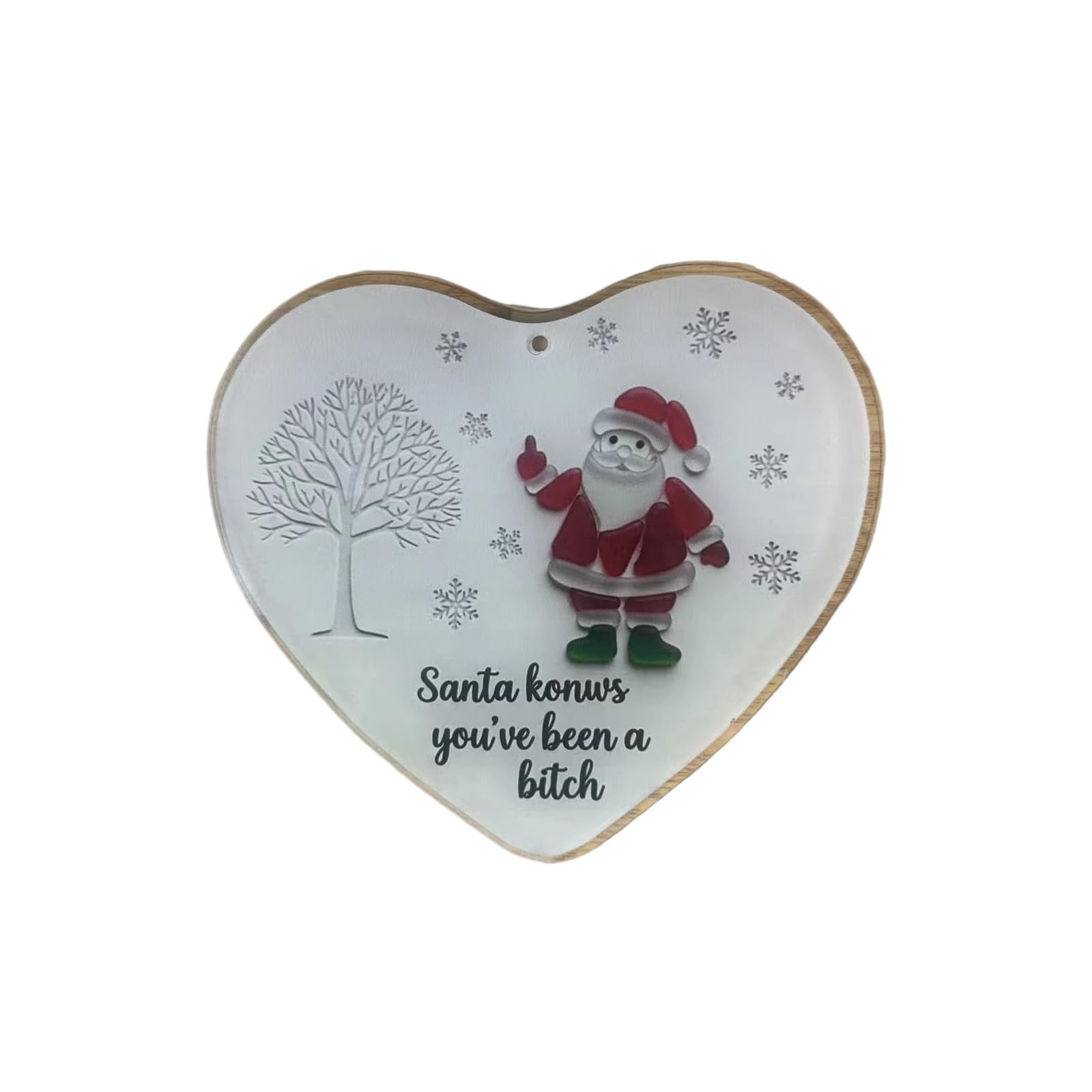 Nucelit Shaped Acrylic Santa Pendant Christmas Tree Decoration Shatterproof Festival Hanging Ornament for Holiday Tree Heart Shaped Santa Clause Decorations