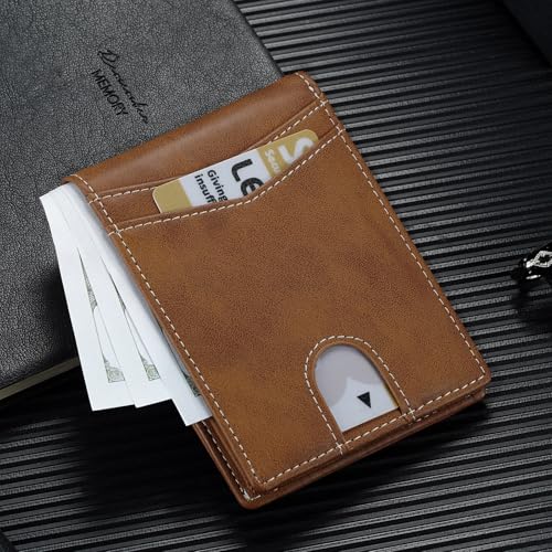 Leather Airtag Wallet Men Slim: Air Tag Wallet with Airtag Holder, RFID Blocking, Bifold, Front Pocket, Minimalist Card Wallet, Carbon Fiber Wallet4