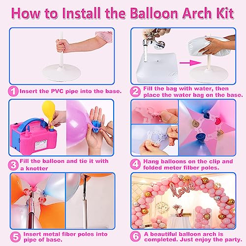 Balloon Arch Kit and Balloon Pump Electric, 10ft Wide Adjustable Balloon Arch Stand With 100Balloons 2Balloon Stands For Wedding Anniversary Birthday Mother's Day Party Decoration Graduation Ceremony - Image 5
