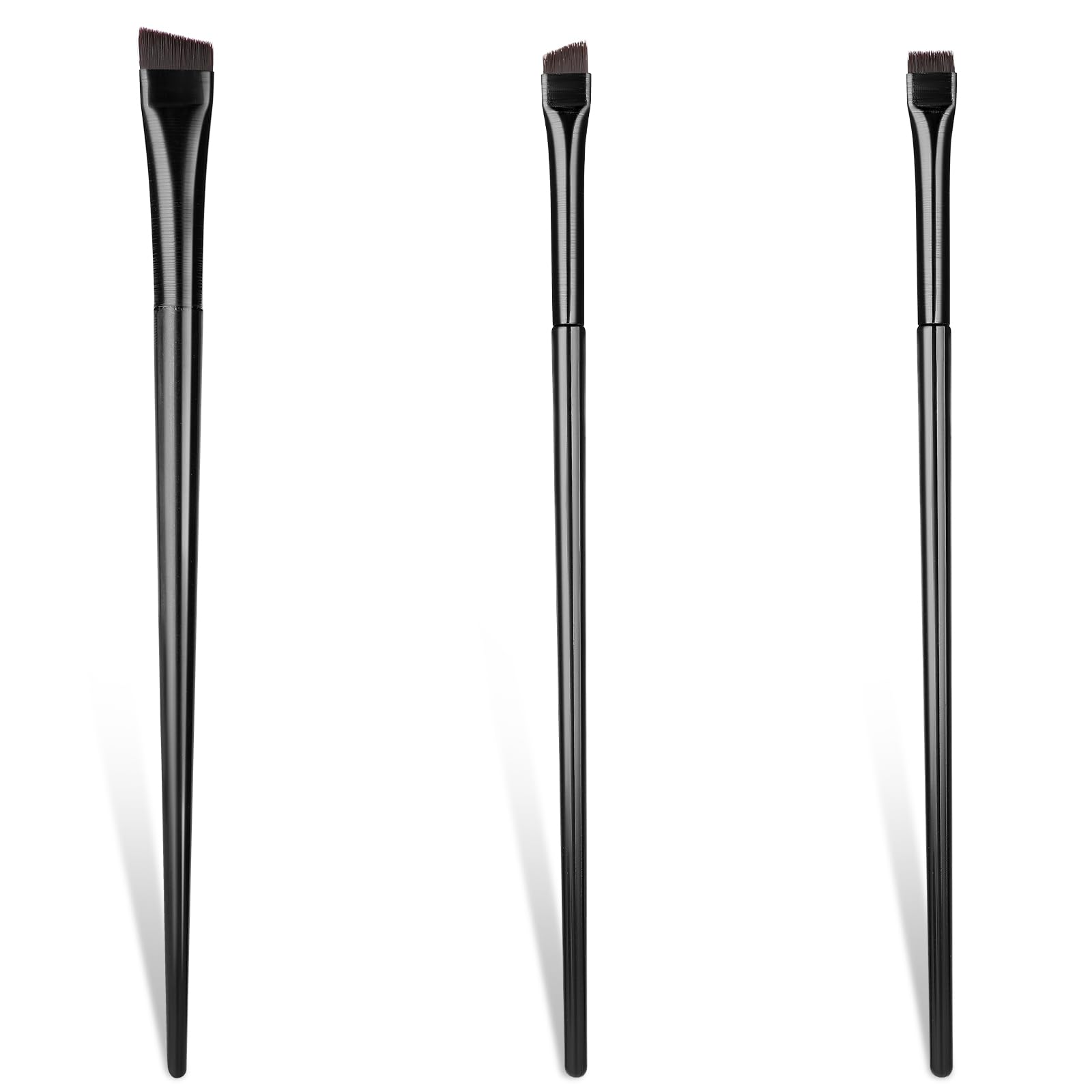 Juego De 3 Brochas Para Delineador De Ojos Cepillo De Cejas En Ángulo Fino Brochas De Maquillaje Ultrafinas De Precisión Brochas De Tinte De Cejas Cerdas Sintéticas Libres De Crueldad