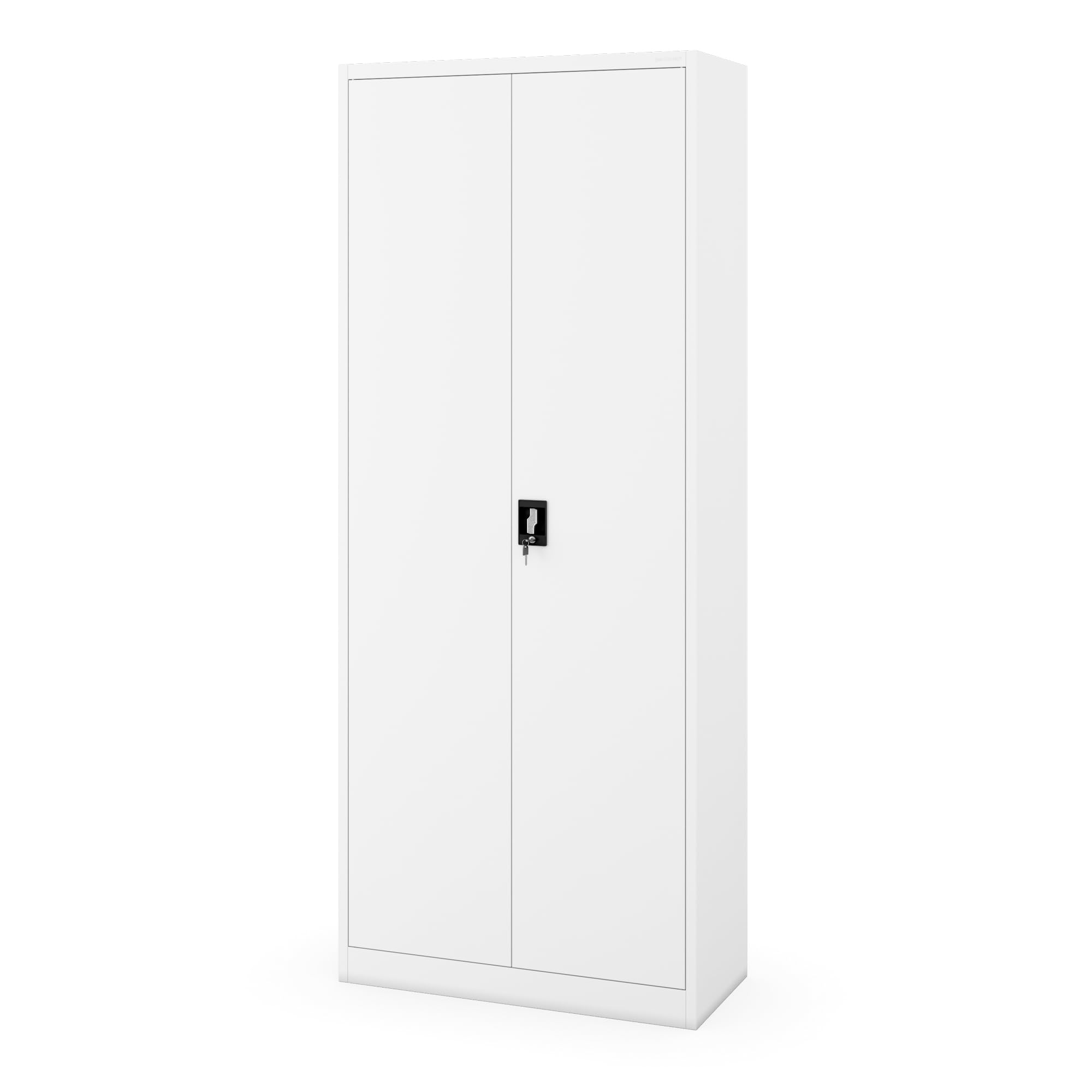 Jan Nowak Aktenschrank aus Metall abschließbar Büroschrank Metall hoch Werkstattschrank Metall Dokumentenschrank Büro 220 x 90 x 40 cm mit 5 verstellbaren Fachböden Weiß