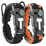Flintronic Pulseras de Supervivencia al Aire Libre...: 🧗🧗【Kit de rescate de emergencia 5 en 1】 La pulsera de paracaídas trenzada Flintronic es un kit de rescate de emergencia 5 en 1. Cada pulsera incluye un juego de iniciadores de fuego de pedernal y acero, un silbato de 100 decibelios, una brújula básic...