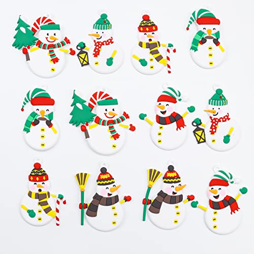 Bynyto US-SE-235-HANG-SNOWMAN_12PCS 12Pcs Mini Snowman Christmas Clay Pendant Ornament Traditional Christmas Tree Decorations Winter Bulk Figurine Family Dolls Hanging Ornaments Gift Holiday Stocking Stuffers Wreath Mantel Garland Decor thumb #2