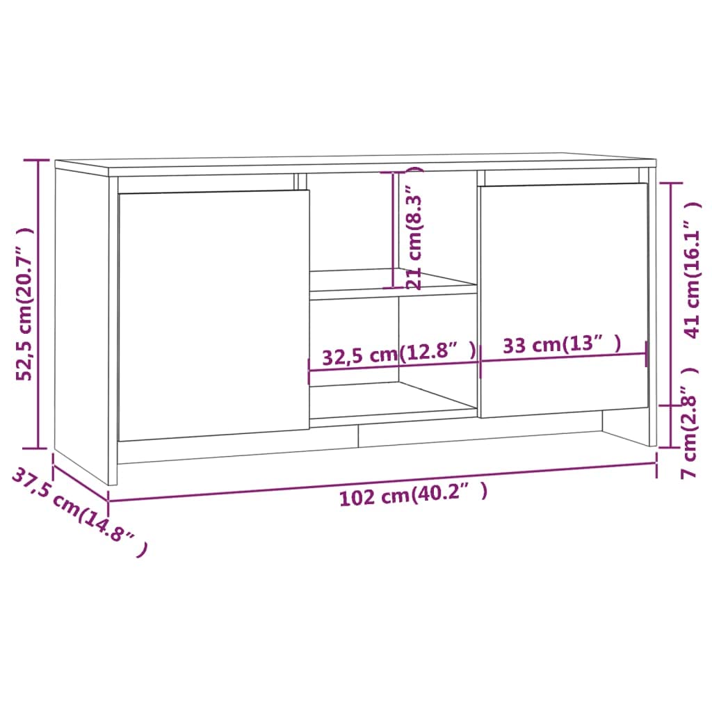 vidaXL Mobile Porta TV Grigio Sonoma 102x37,5x52,5 cm in Truciolato