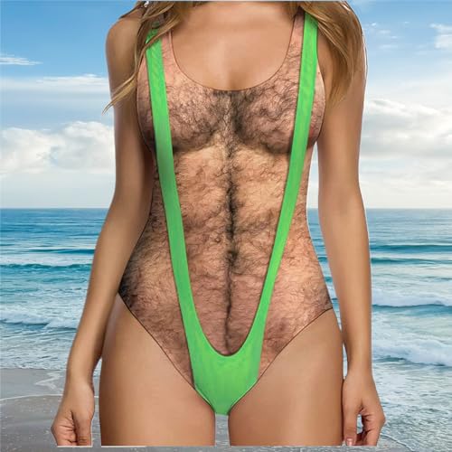 One Piece Swimsuits for Women Hairy Chest Bathing Suit Funny Novelty Fake Muscles Beachwear Borat Swimsuit2