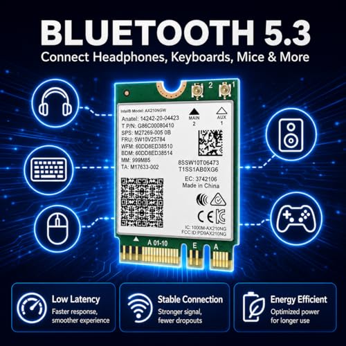 Image of WiFi 6E AX210 NGW Wireless Card, M.2 2230, Bluetooth 5.3