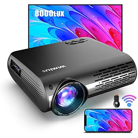 Projector 4K, WiMiUS 2022 Upgrade P20 Native HD 1080P with Native Electronic 4D ±50°Keystone Correction LED Projector Support 4K 300" LCD Projector Compatible Smartphone,PS4 Cover