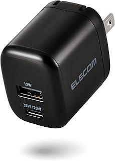 エレコム 充電器 33W 2ポート Type-C USB-A PD対応 【PSE技術基準適合/PPS対応/急速充電】 ブラック EC-AC11433BK