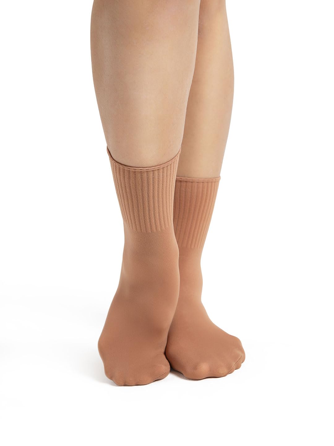 Capezio Womens Ribbed Ballet Sock, Suntan