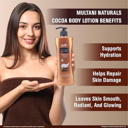 Image of Multani Natural Cocoa Body Lotion (Pack of 2 (400ml each) | Moisturising Body Lotion for Women & Men | Hydrating & Refreshing | Helps in Dryness Reduction & Softens The Skin | Paraben & SLS Free