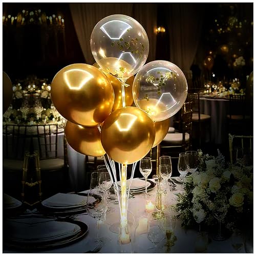 Image of 6 Sets LED Balloon Table Centerpieces for Party Decorations | with Pump, Light Up Balloon Centerpiece for Table, Balloon Stand Kit for Birthday, Wedding, and Christmas Decorations