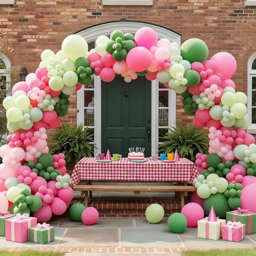 Image of Sage Green Pink Balloons, 50 Pcs for Girls Birthday Garden Jungle Party