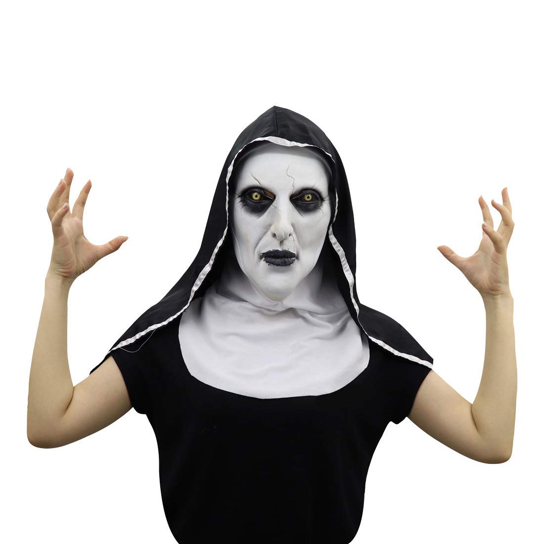 Géneric Nun Scary Latex Mask Halloween Party Horror Nun Conjuring Cosplay Mask Full Head Costume Creepy Mask, Scary Full Head Costume Mask Witch Mask