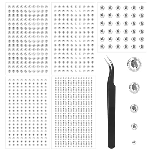 1006PCS Rhinestone Gem Stickers for Crafts, Face Makeup, Nail Art, Mobile Phone, Scrapbooking - 4 Sizes: 3mm/6mm Shiny Diamond Self Adhesive