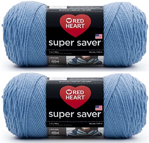 Image of Red Heart Super Saver Jumbo Periwinkle Yarn - 2 Pack of 14oz /396g - Acrylic - 4 Medium (Worsted) - 744 Yards - Knitting /Crochet