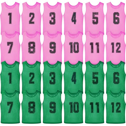 Vabean 24 Pack Nylon Mesh Scrimmage Team Practice Vests Pinnies Jerseys Train Vest for Adult Sport...