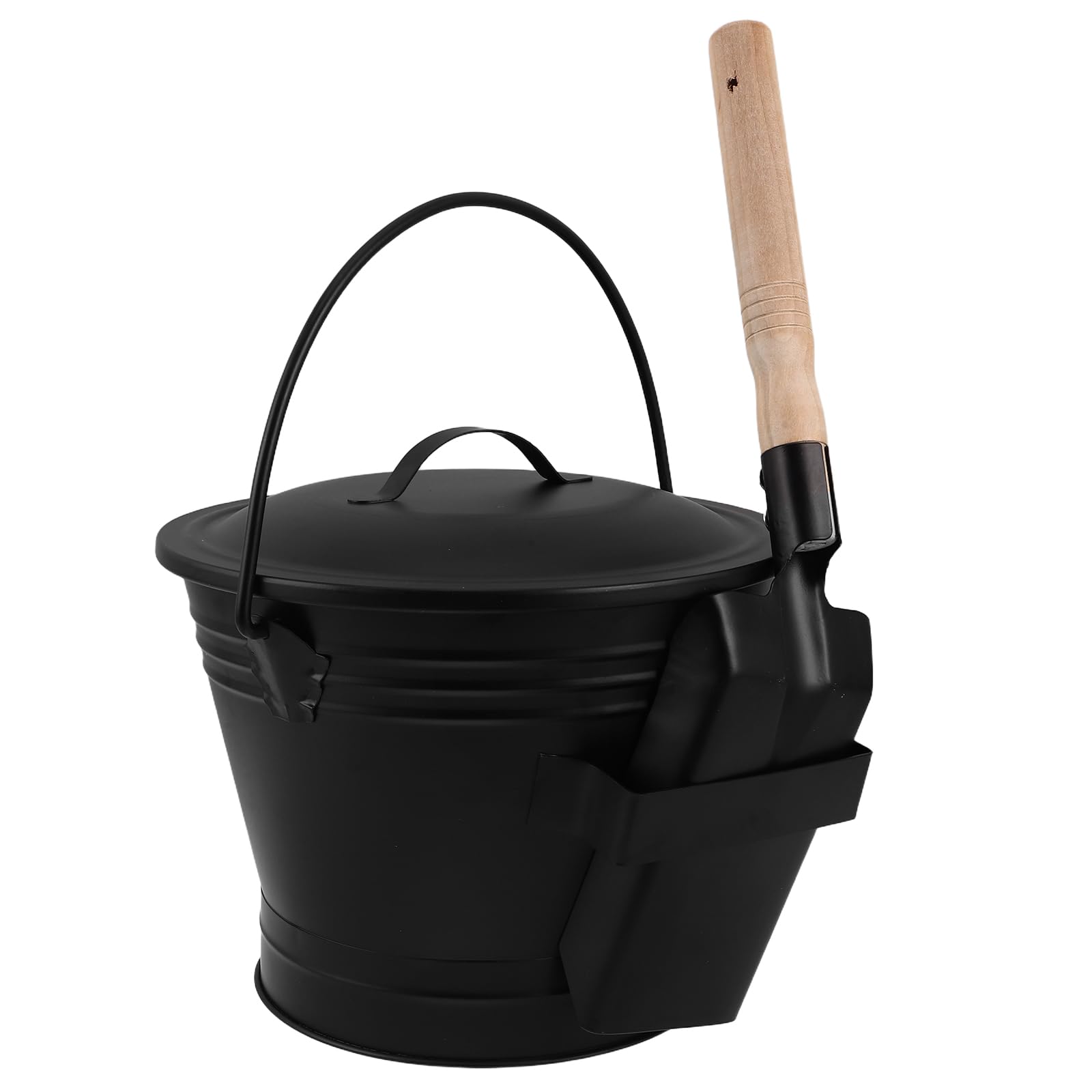 Toyvian Set Secchio per Cenere del Focolare in Metallo con Coperchio e Pala, Attrezzi per Braciere da Giardino, Contenitore Ignifugo per Rimozione Cenere Calda, per Stufa a Legna e Pellet