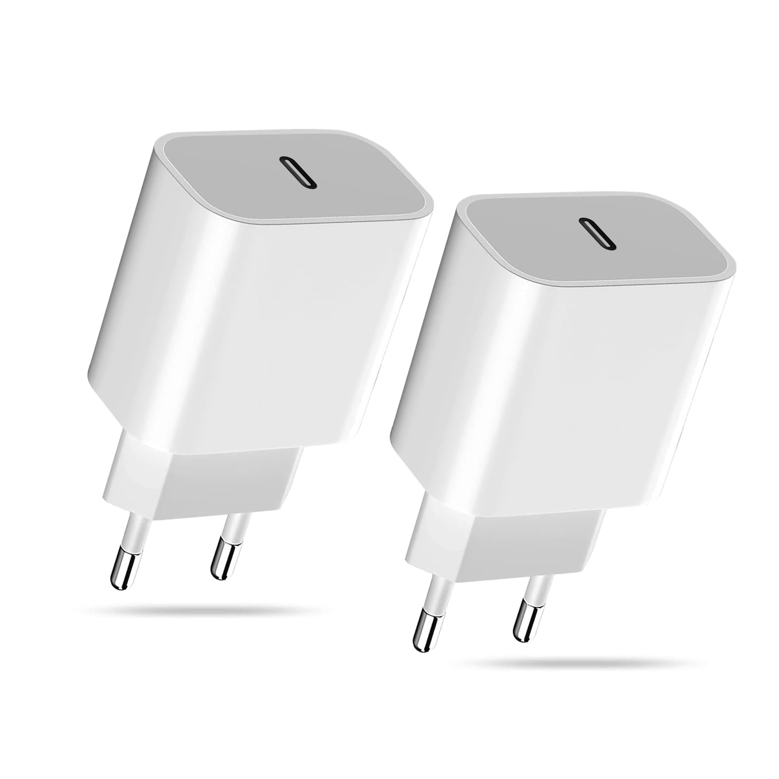 2-Pack Caricatore Alimentatore USB‑C da 20W per iPhone 16/16 Pro /16 Plus/15/15 Pro/15 Plus/14/14 Pro/13/12/ 11/ SE/XS/XS Max/XR/X/iPad/AirPods, Caricabatterie Veloce Presa USB C Spinotto Tipo C