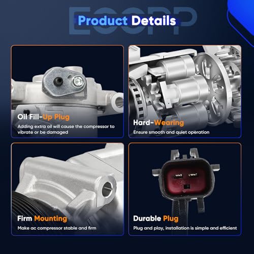 Image of ECCPP AC Compressor for Chrysler 200 Town & Country 3.6L 2011-2016 | 2011-2019 for Dodge Journey 3.6L AC Compressor with Clutch Rapid Cooling