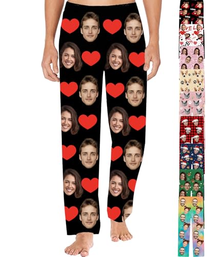 Custom Pajama Pants Personalized Face Photo Pj Bottoms Customized Christmas Pajama Pants with Pocket Gifts for Men Women