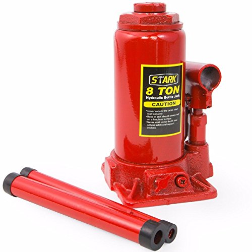 Image of XtremepowerUS 8 Ton Hydraulic Bottle Jack, Heavy-Duty Car Lift Jack with Long Handle, 16,000 lb Capacity for Cars, SUVs, Pickup Trucks, RVs, Trailers, Garage & Auto Repair, Red