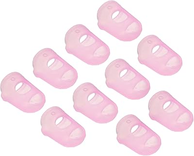 PATIKIL Finger Tips Anti Slip Fingertip Protector, 20 Pack Silicone Finger Guard for Paper Sorting Sewing Guitar Playing, Pink XS Size