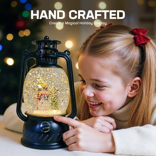 Christmas Snow Globes Glittering Christmas Table Decorations with 8 Songs Musical Water Lantern Colorful Resin Hand-Painted Snowman Statue - Image 5