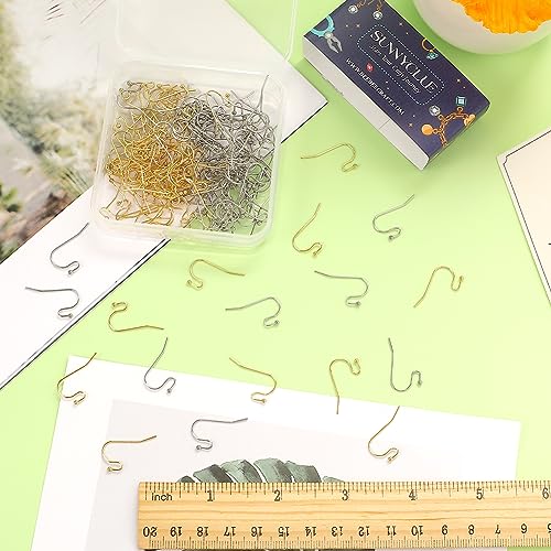 SUNNYCLUE 1 Box 160Pcs Stainless Steel Earring Hooks Real 18K Gold Plated Fish Hook Earring Wires Hypoallergenic Ear Wires French Hooks Earring Components Findings for jewellery Making Replacement Kit - Image 3