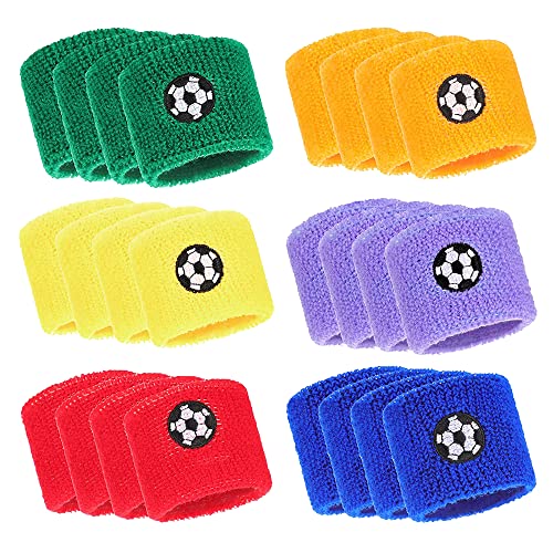 mizikuu 24 Pezzi Polsino Sportivo, Braccialetti Sportivi Bambini, Polsino di Sport Assorbente Comfort e Grande Traspirabilità Morbido Addensato Polsino Sportivo per Basket, Baseball, Calcio, Calcio