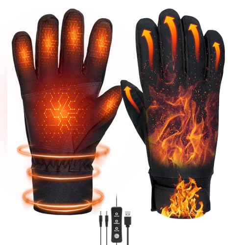 Yaskyly Beheizbare Handschuhe für Damen & Herren Beheizte Handschuhe Touchscreen Elektrische Handwärmer mit 3 Temperaturstufen - Wasserdicht & Winddicht - Winter für Ski,...