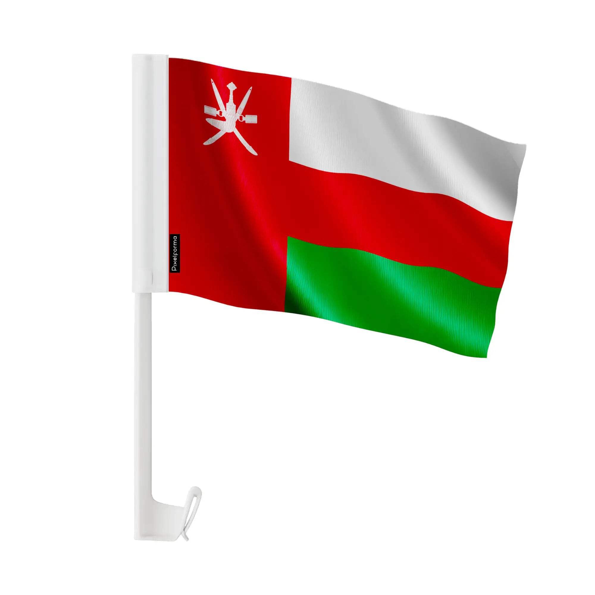 Bandiera auto dell'Oman in poliestere, 50 pezzi, 14 x 21 cm
