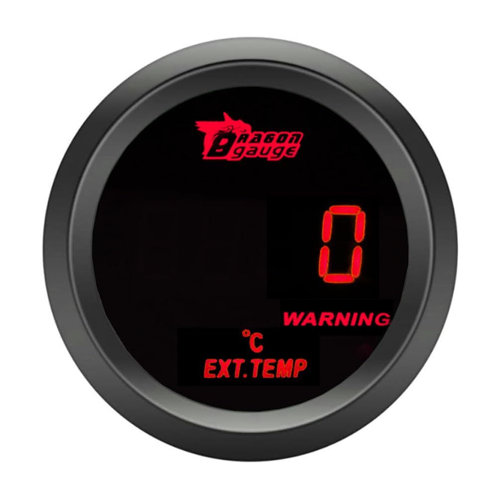 ETOPARS Universelle Auto Abgastemperaturanzeige 2Zoll 52mm Auto Abgasmessgerät Digitales Auspuff Gas Temperatur Anzeige Abgas Rot Lichtanzeige Instrument Rauchtönung Len