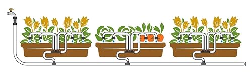 Lily's Home Sistema de riego de jardín en miniatura. Kit de goteo de riego de agua para tus plantas de jardín, cama elevada de flores e invernadero.