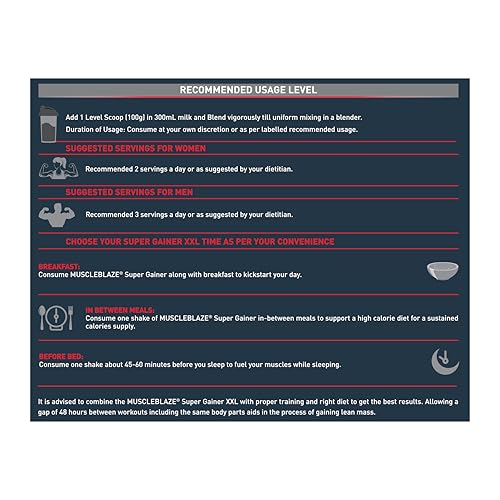 Image of MuscleBlaze Super Gainer XXL (Cookies & Cream, 3kg / 6.6lbs, 30 Servings) | Muscle Mass High Protein Gainer