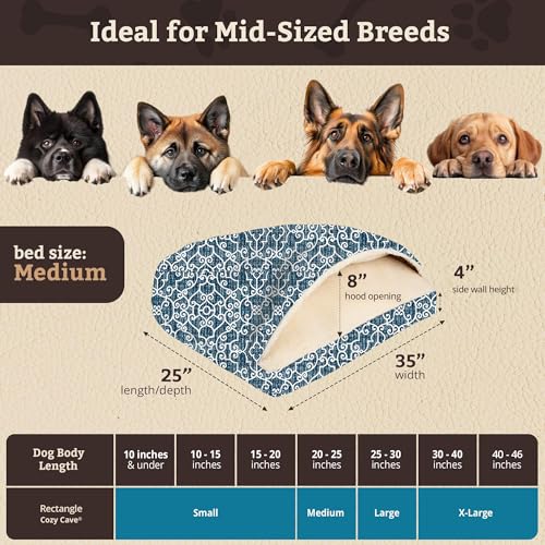 Image of Snoozer Rectangle Cozy Cave Dog Bed, Hooded Dog Bed, Ramey Oxford (M)